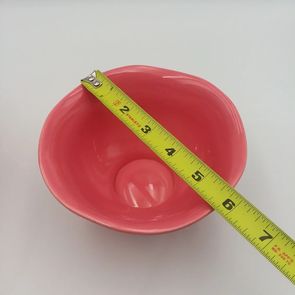 6 Crate & Barrel Ice‎ Cream Dessert Bowls Coral Pedestal Ribbed Sundae Summer